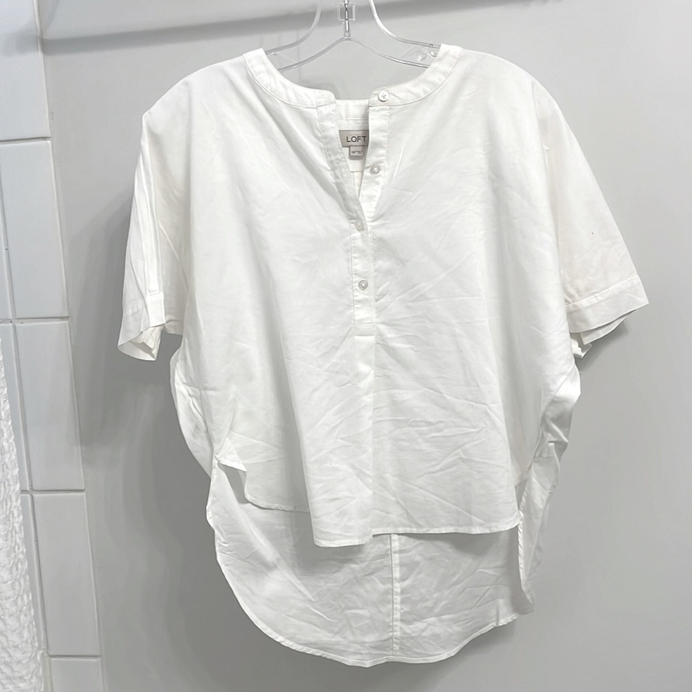 Loft petite short sleeve white 100% cotton
